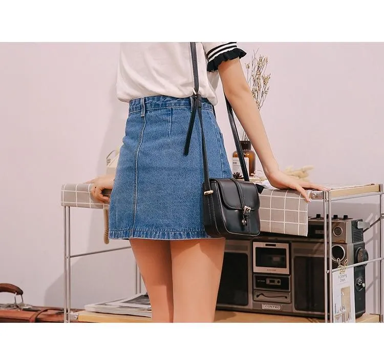 2020 Summer Button Pockets Blue Jean Skirt For Women