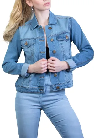 2025 Cropped Denim Jacket for Women Stretchy Fitted with 2 Pockets  Lightweight Trendy Short Jean Shacket