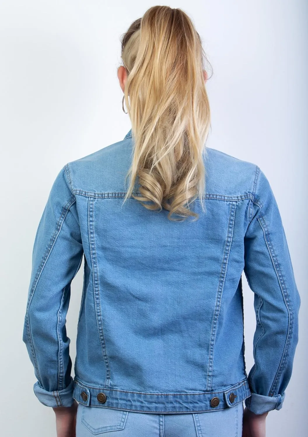 2025 Cropped Denim Jacket for Women Stretchy Fitted with 2 Pockets  Lightweight Trendy Short Jean Shacket