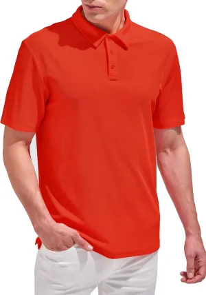 Aleture Men Polo T Shirts Polyester Performance Polos, Short Sleeve Collared Shirt for Business Casual Wear, Regular Fit