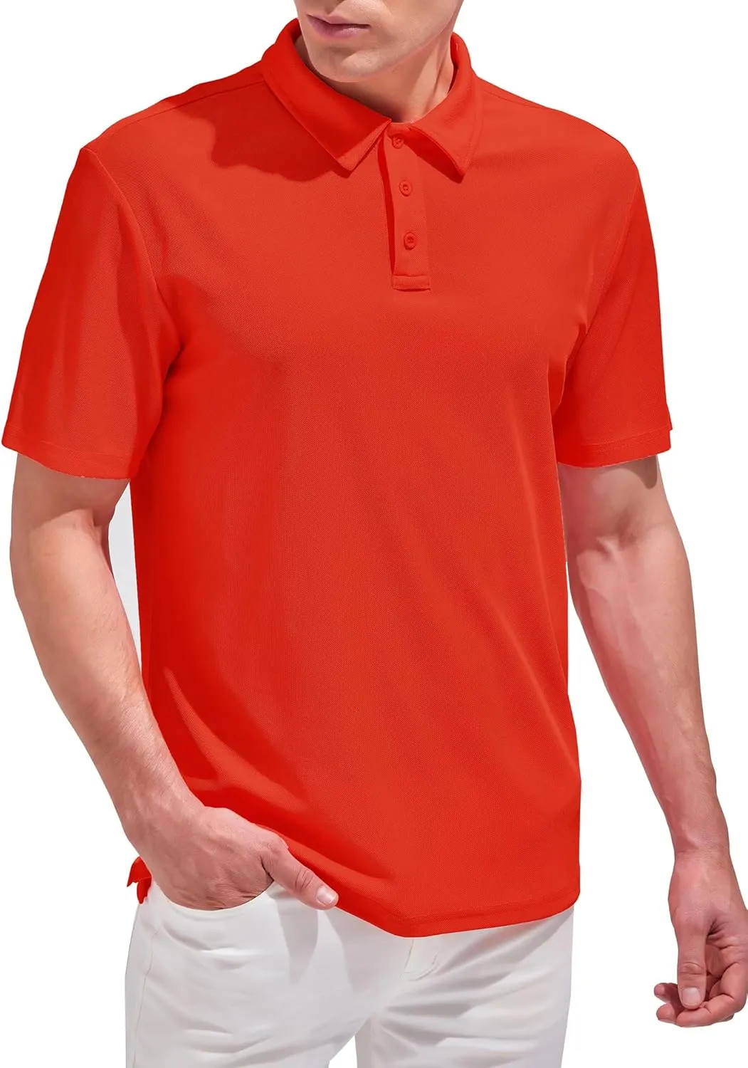 Aleture Men Polo T Shirts Polyester Performance Polos, Short Sleeve Collared Shirt for Business Casual Wear, Regular Fit