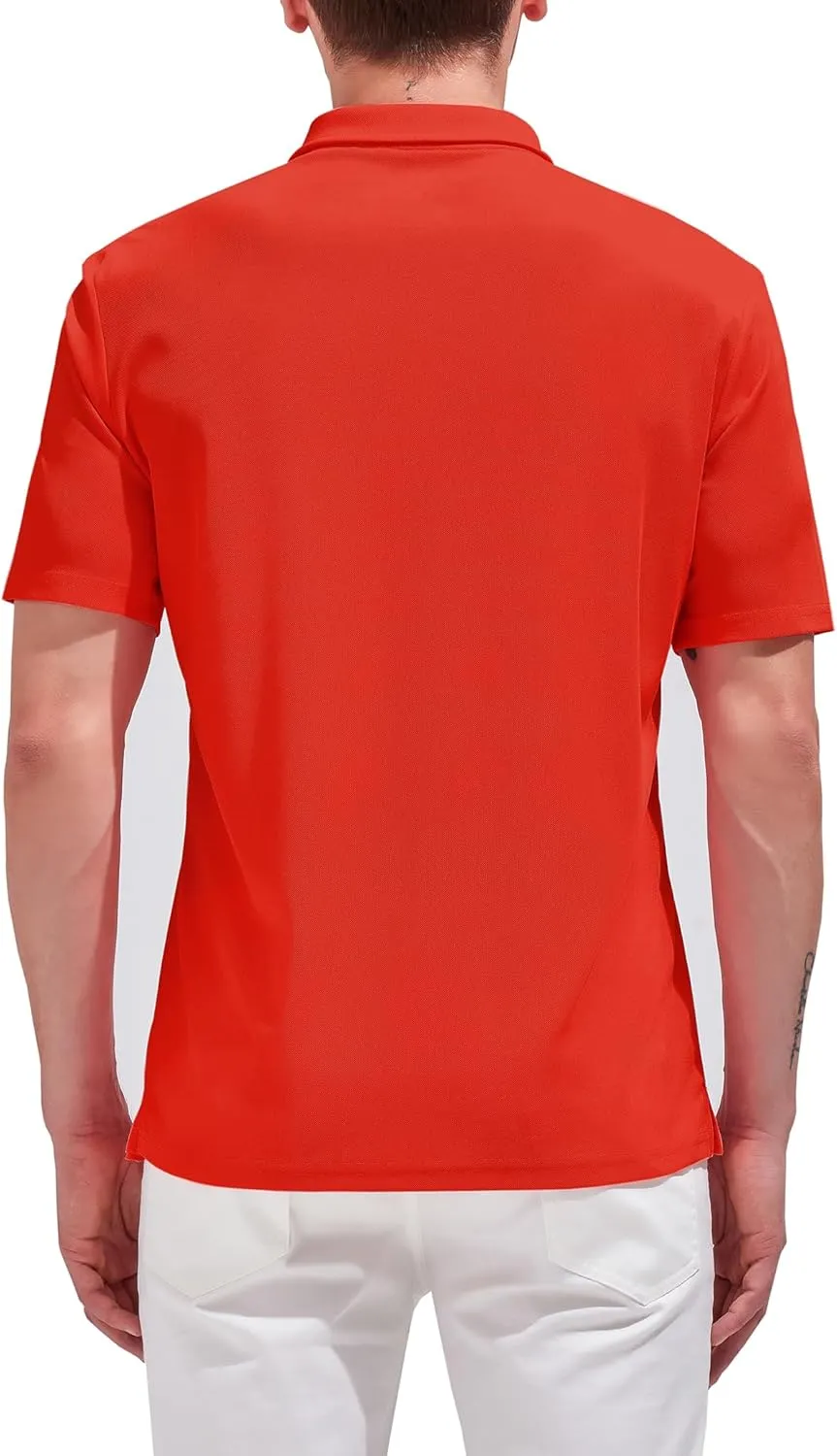 Aleture Men Polo T Shirts Polyester Performance Polos, Short Sleeve Collared Shirt for Business Casual Wear, Regular Fit