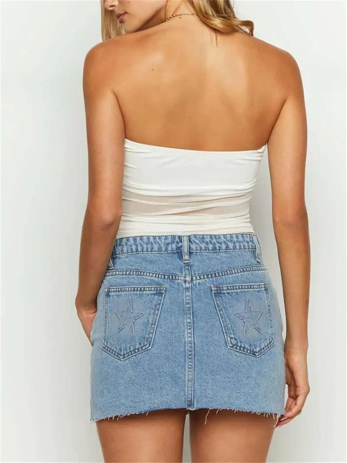 Alyweatry Women Y2k Denim Micro Skirt Low Rise Cute Bodycon Jean Mini Skirt with Pockets Summer Trendy Streetwear