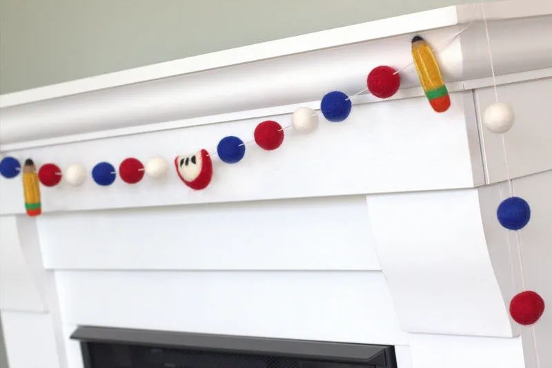 Back to School Apple & Pencil Garland- Red, White, Blue