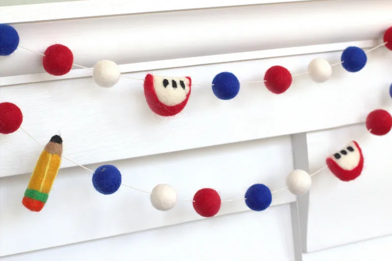 Back to School Apple & Pencil Garland- Red, White, Blue