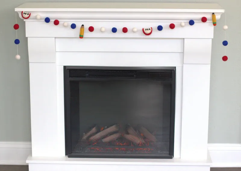 Back to School Apple & Pencil Garland- Red, White, Blue