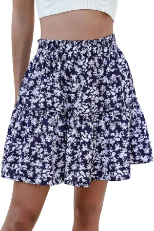 Berydress Womens Ruffle Mini Skirt 2025 Trendy Beach Vacation High Waisted Tiered A Line Casual Summer Boho Flowy Skirts