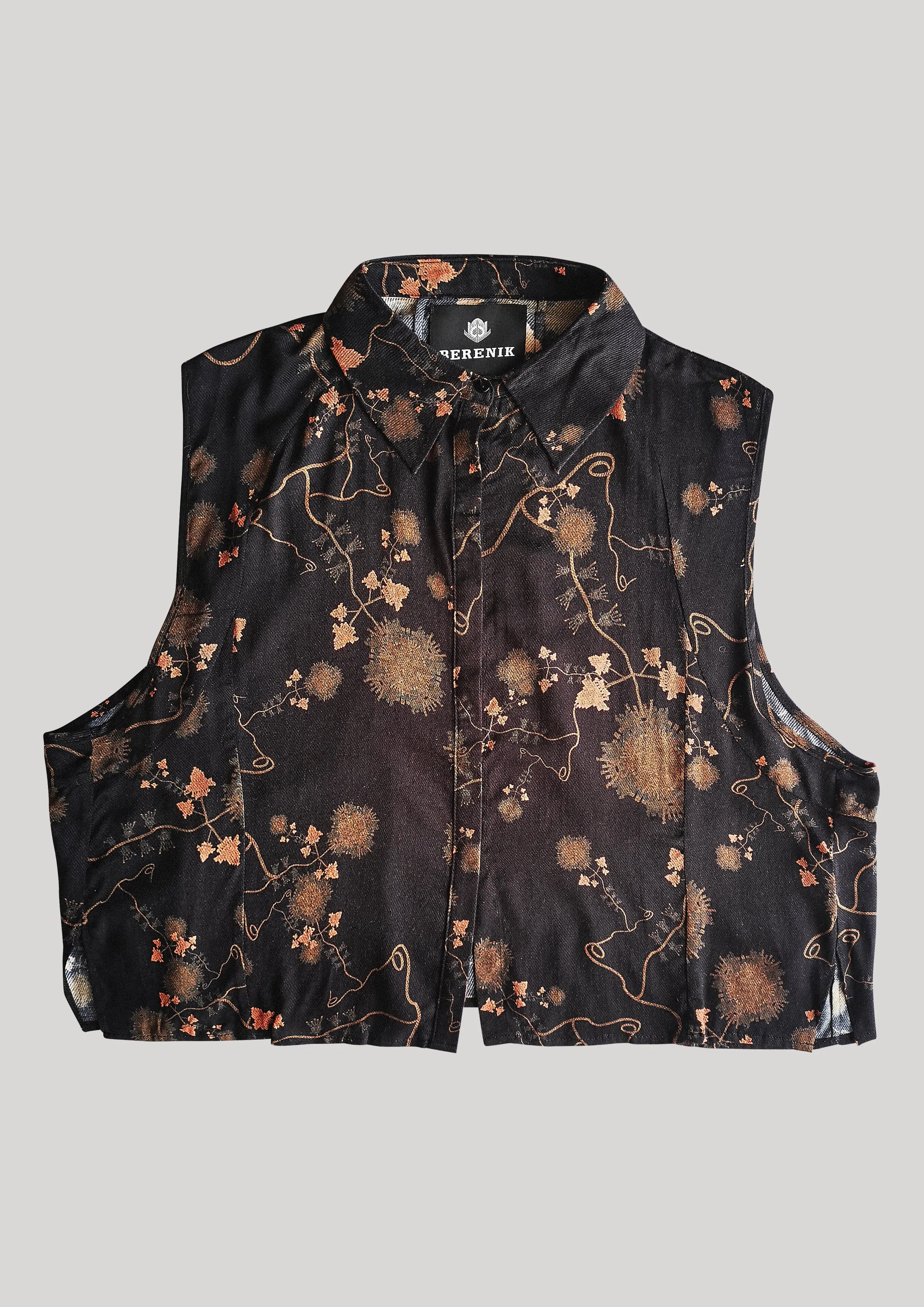 BLOUSE SHORT SLEEVELESS - RAYON print black/rust