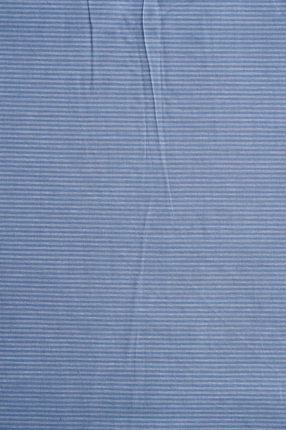 Blue Stripes Pattern Handwoven Organic Cotton Fabric