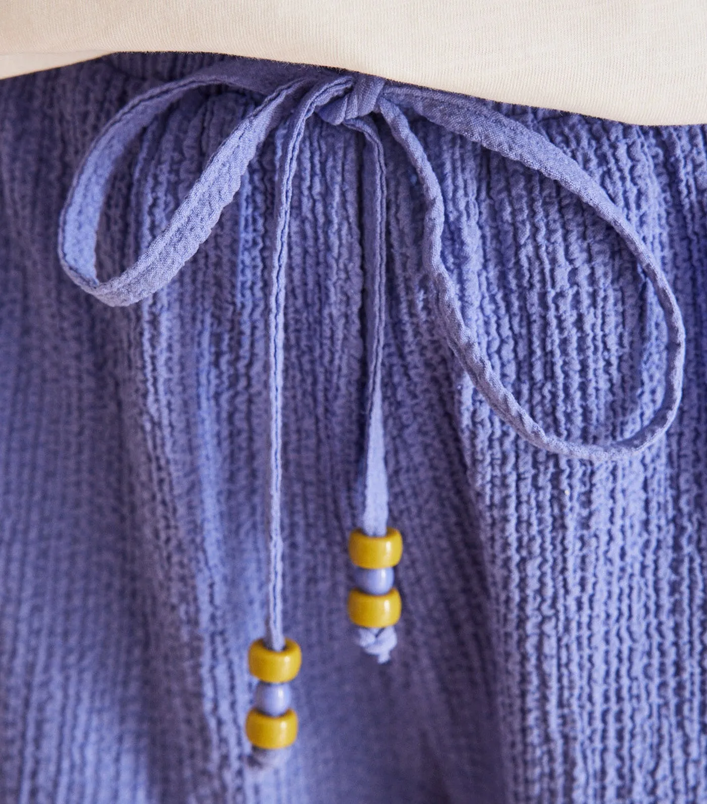 Blue Waffle Textured Shorts