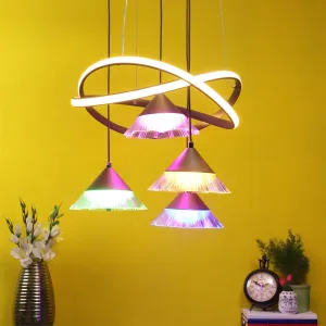Brown Metal Hanging Light - a-215-4lp - Included Bulb