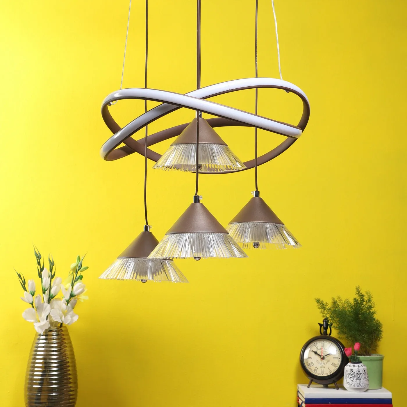 Brown Metal Hanging Light - a-215-4lp - Included Bulb