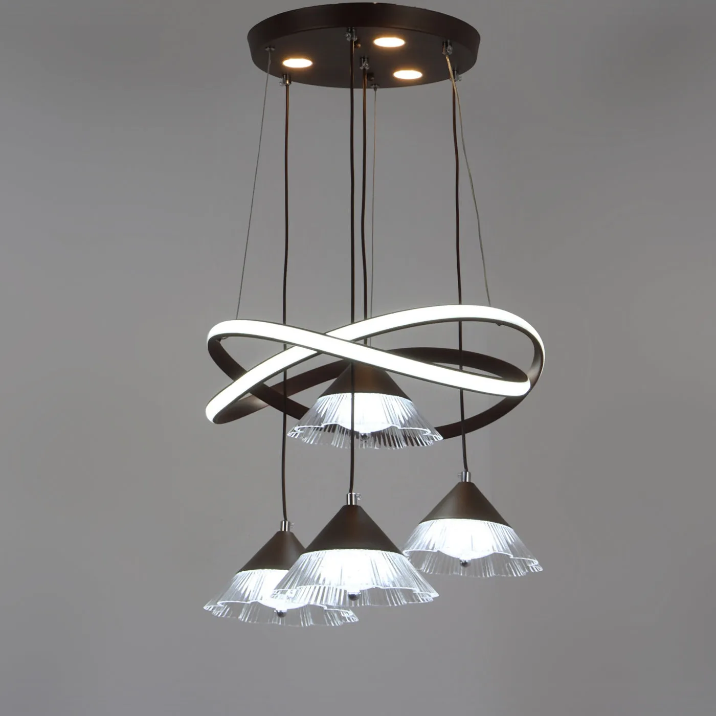 Brown Metal Hanging Light - a-215-4lp - Included Bulb
