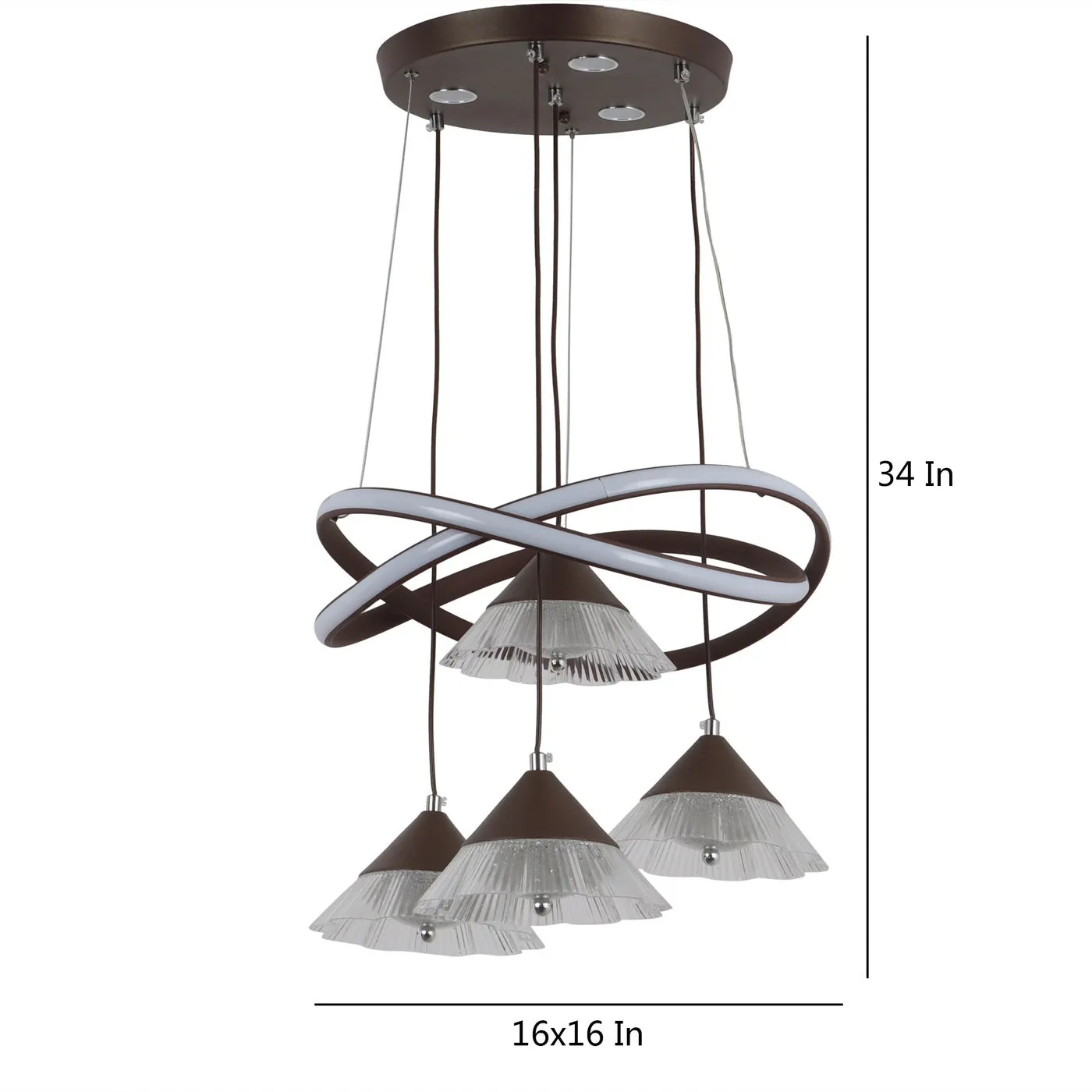 Brown Metal Hanging Light - a-215-4lp - Included Bulb