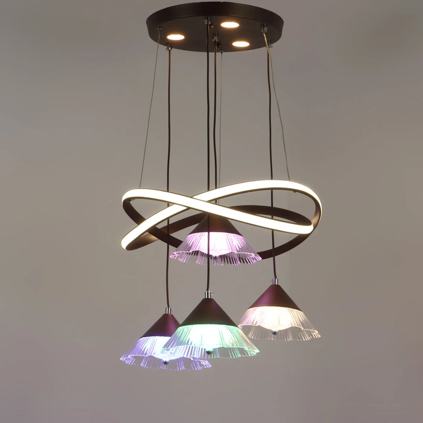 Brown Metal Hanging Light - a-215-4lp - Included Bulb