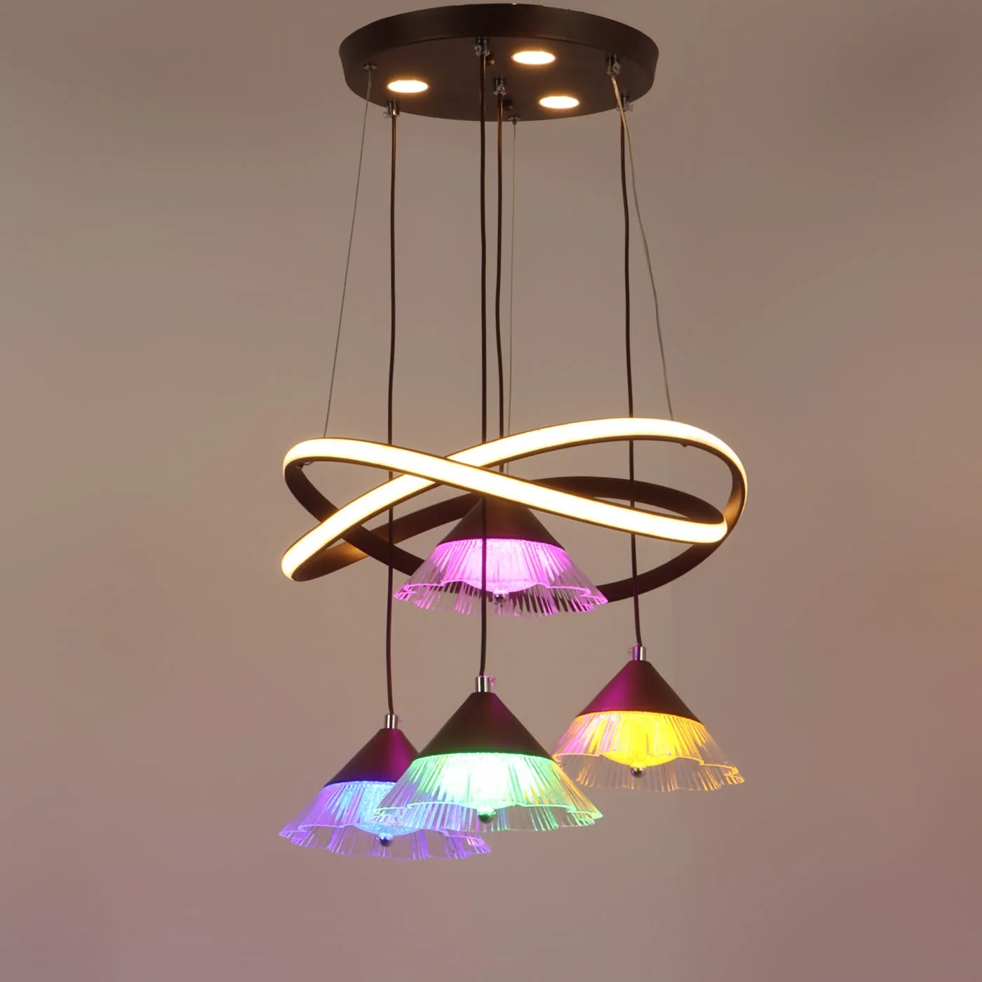Brown Metal Hanging Light - a-215-4lp - Included Bulb