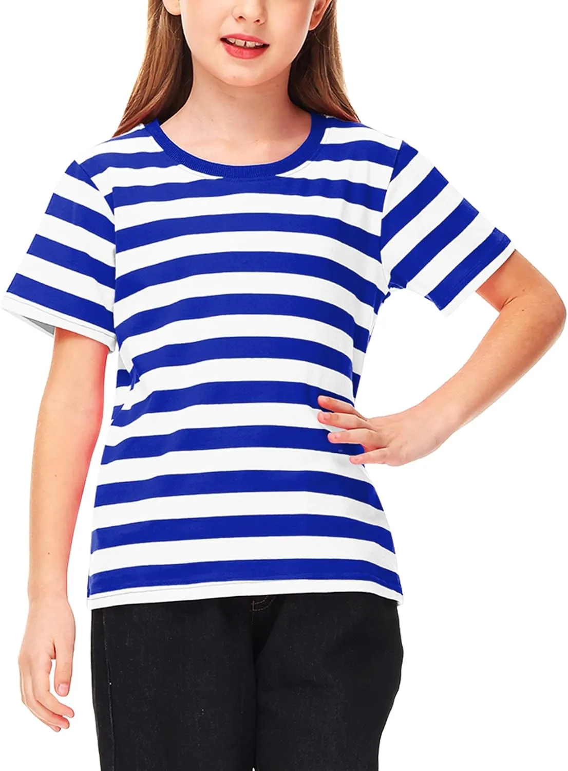 Deerose Kids Striped Shirts Short Sleeve Boy Girls July 4th Patriotic Tee Top 3-14 Years