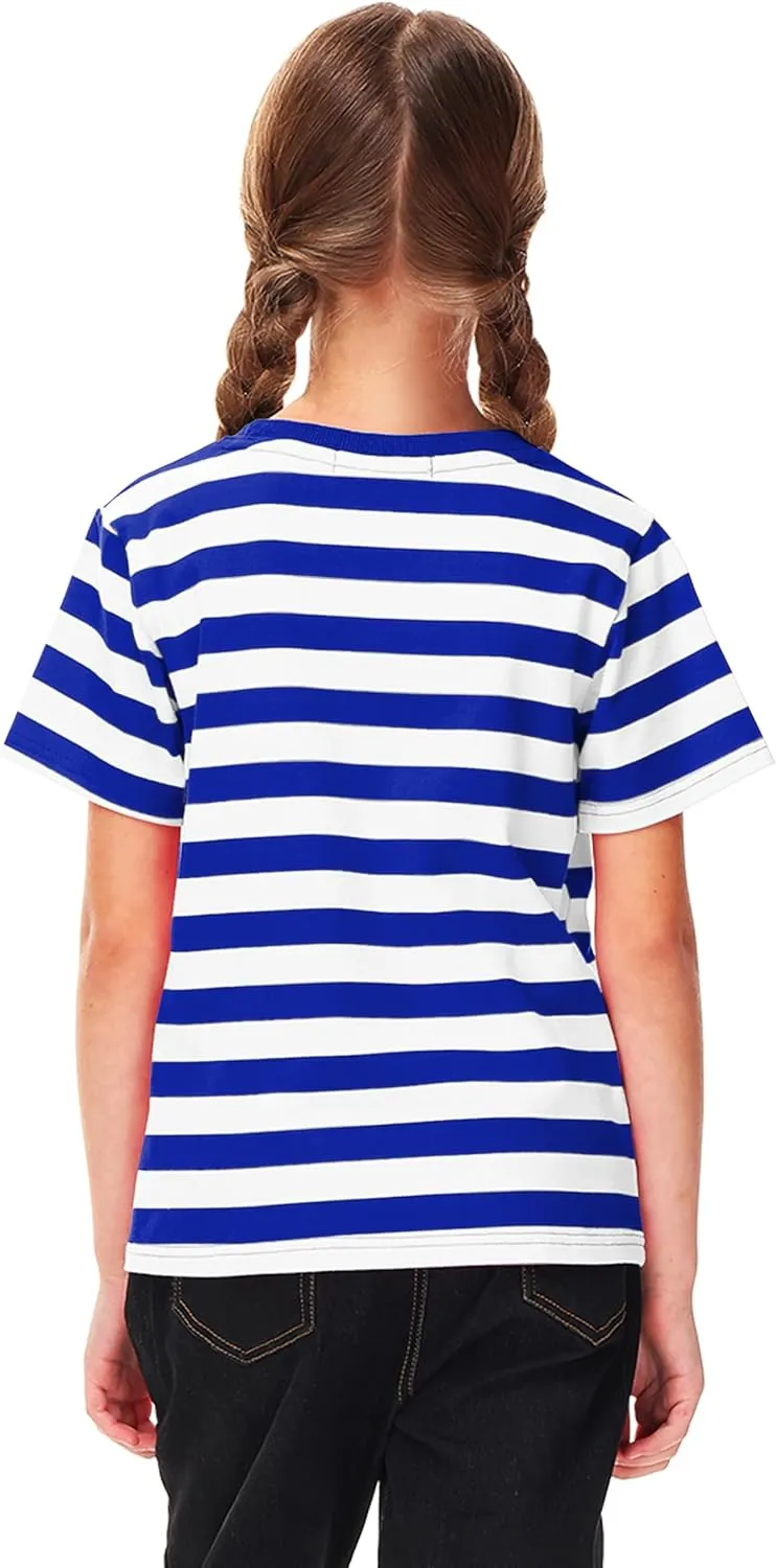 Deerose Kids Striped Shirts Short Sleeve Boy Girls July 4th Patriotic Tee Top 3-14 Years