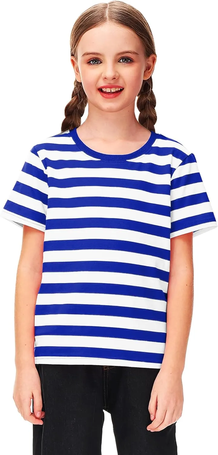 Deerose Kids Striped Shirts Short Sleeve Boy Girls July 4th Patriotic Tee Top 3-14 Years