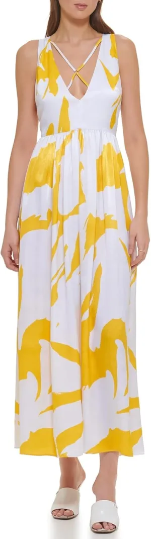 DKNY Sleeveless Printed Maxi Dress