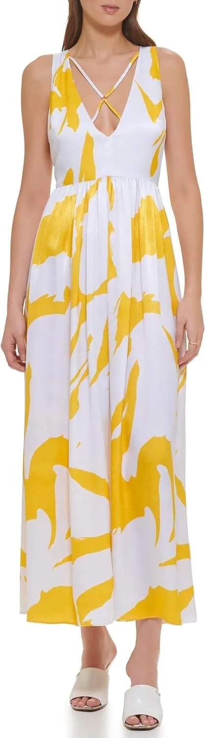 DKNY Sleeveless Printed Maxi Dress