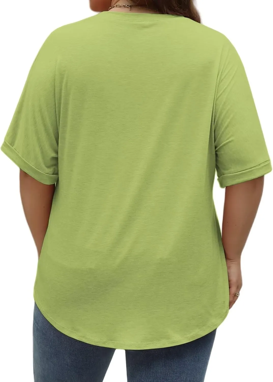 DOLNINE Womens-Plus-Size-Tops Casual Rolled Short Sleeve Crewneck Oversized Tunic Shirts XL-5XL
