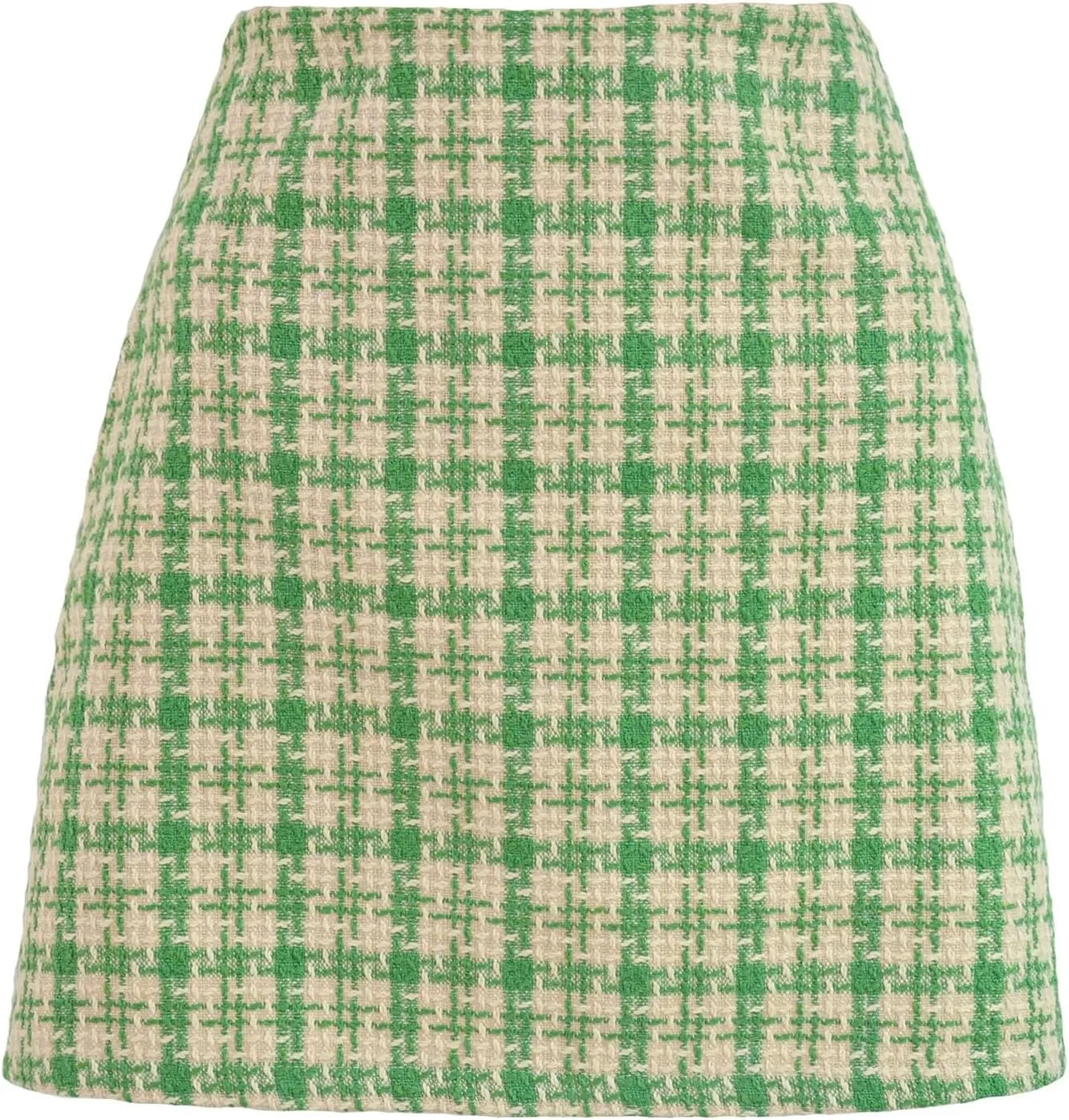 ebossy Women's Checker Plaid Wool Mini Skirts Sexy Slimming Zipper Up High Waist Tweed Short Pencil Skirts