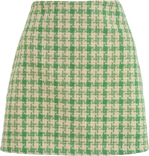 ebossy Women's Checker Plaid Wool Mini Skirts Sexy Slimming Zipper Up High Waist Tweed Short Pencil Skirts