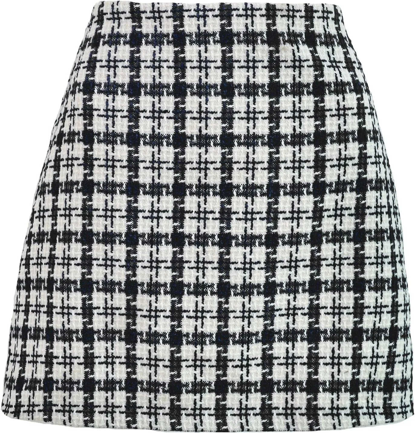 ebossy Women's Checker Plaid Wool Mini Skirts Sexy Slimming Zipper Up High Waist Tweed Short Pencil Skirts
