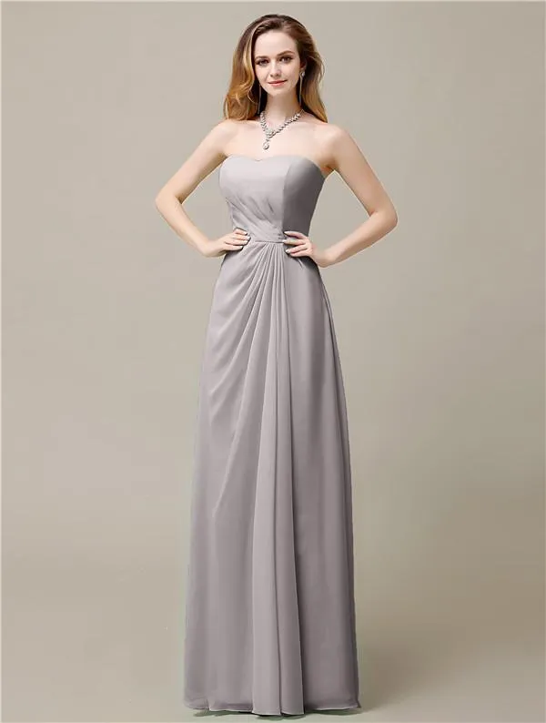 Elegant A-line Chiffon Sweetheart Floor-Length Bridesmaid Dresses
