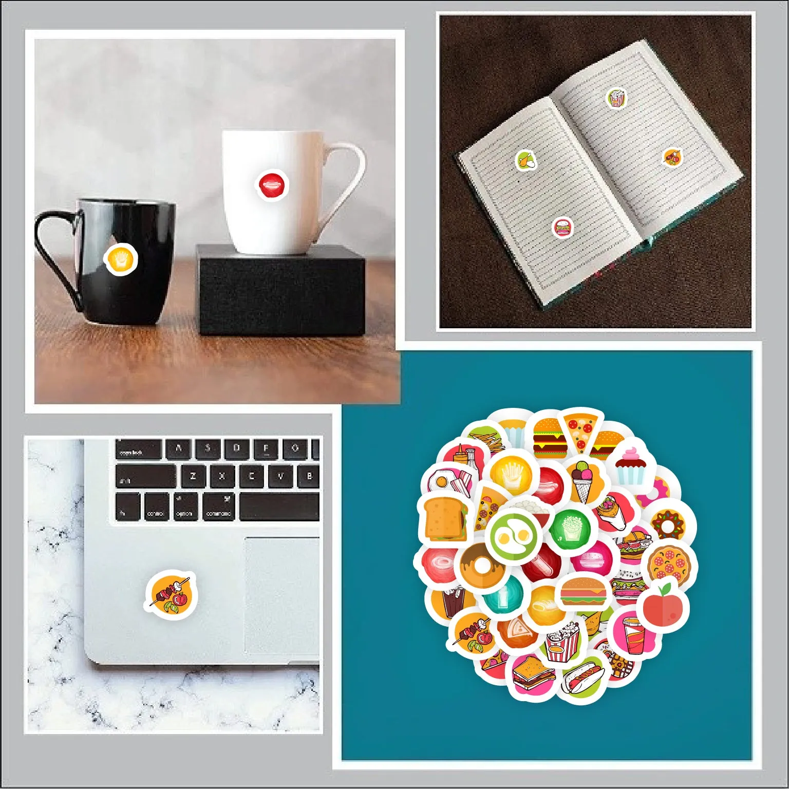 Foods Thee Printed Scrapbook Mini Stickers Laptops Books Mobile Phones