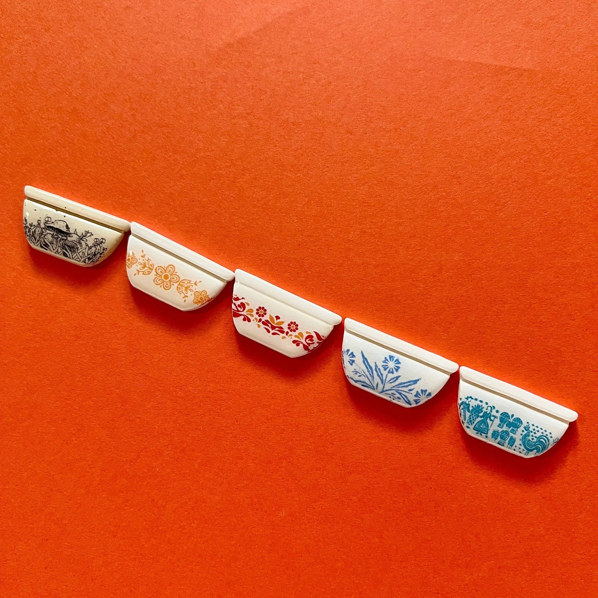 Handmade Pyrex Dish Tiny Magnets in 5 Styles | Historic Prints on Polymer Clay