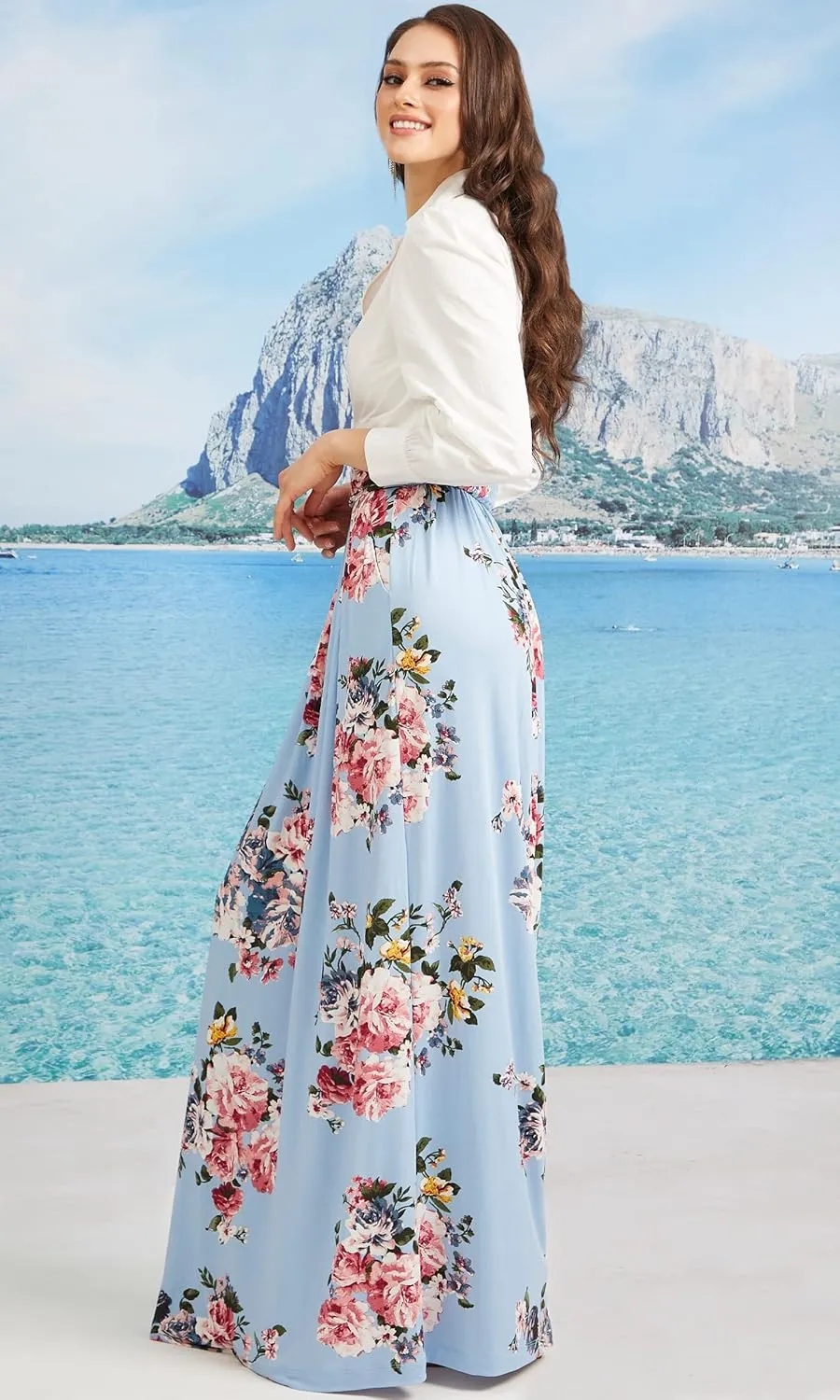 KOH KOH Womens Long Flowy Cute Modest High Waist Floor Length Pockets Maxi Skirt