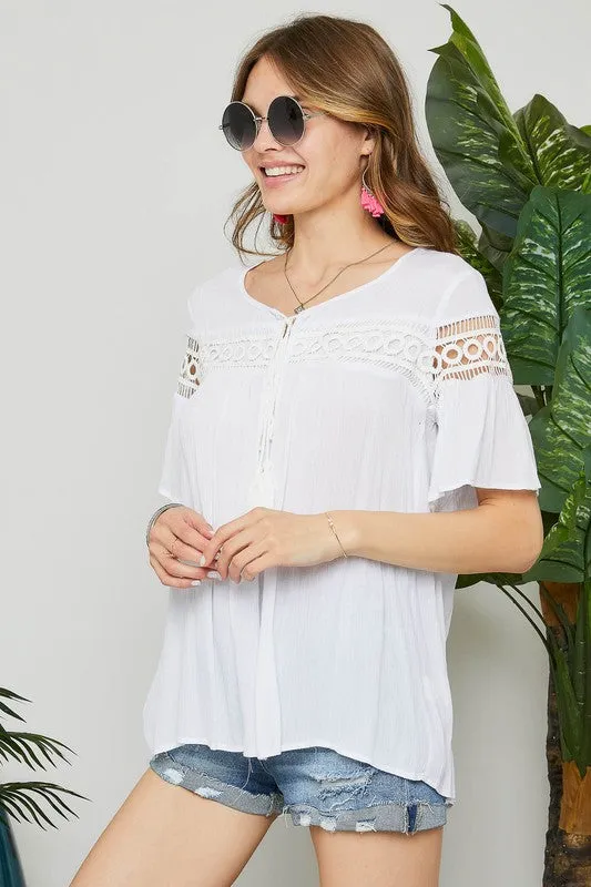 Lace Peasant Top