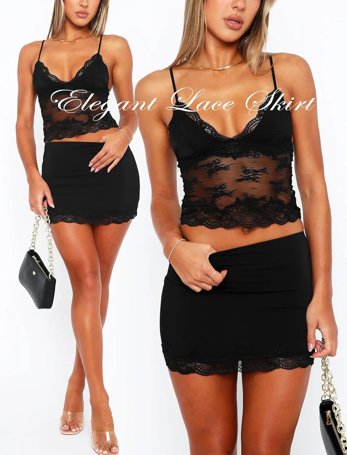 Lace Trim Bodycon Mini Skirts for Women High Waisted Y2k Cute Short Skirt Wrap Pencil Skirt Mini Skort Black