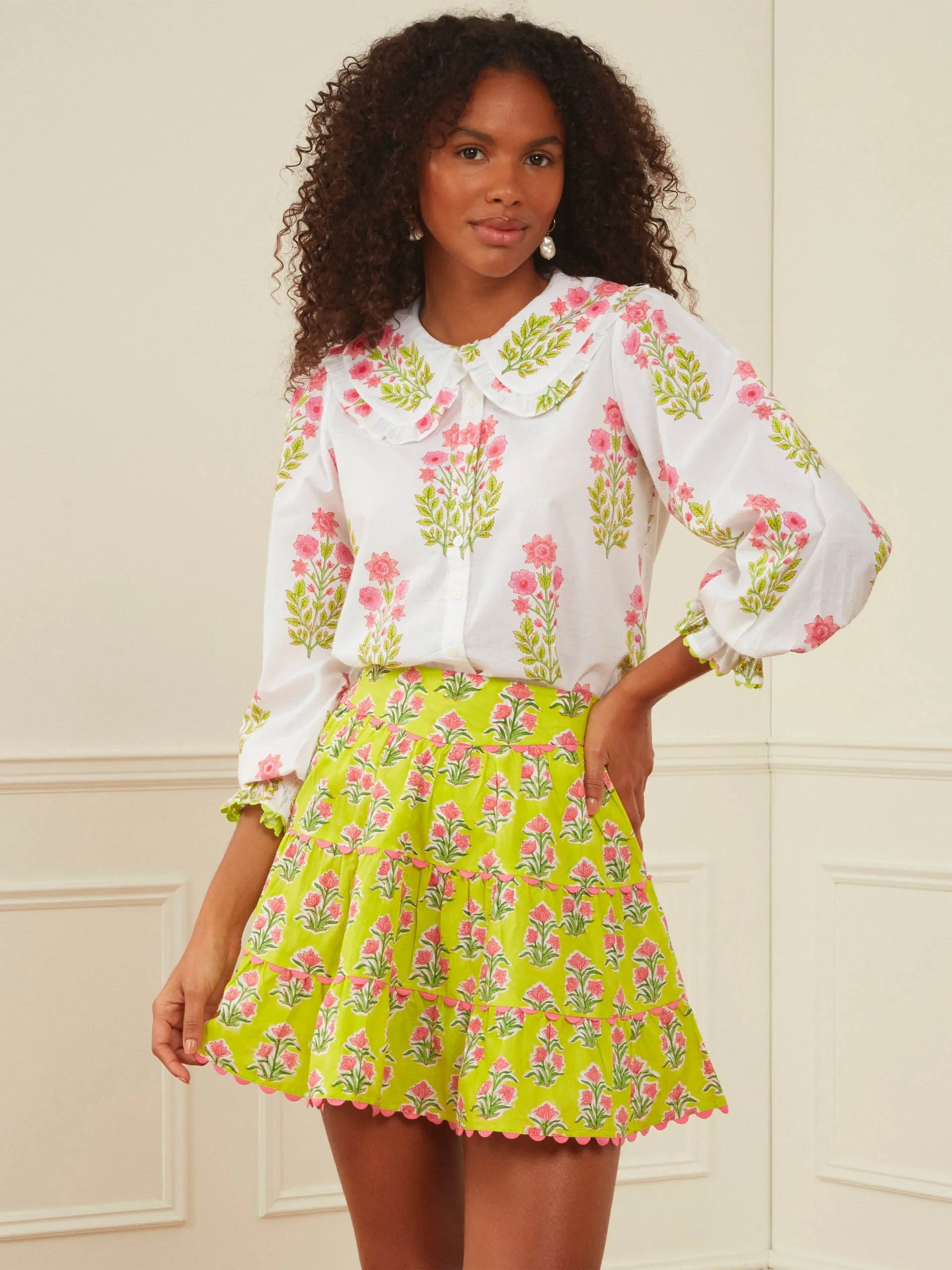 Lime hibiscus elsie skirt