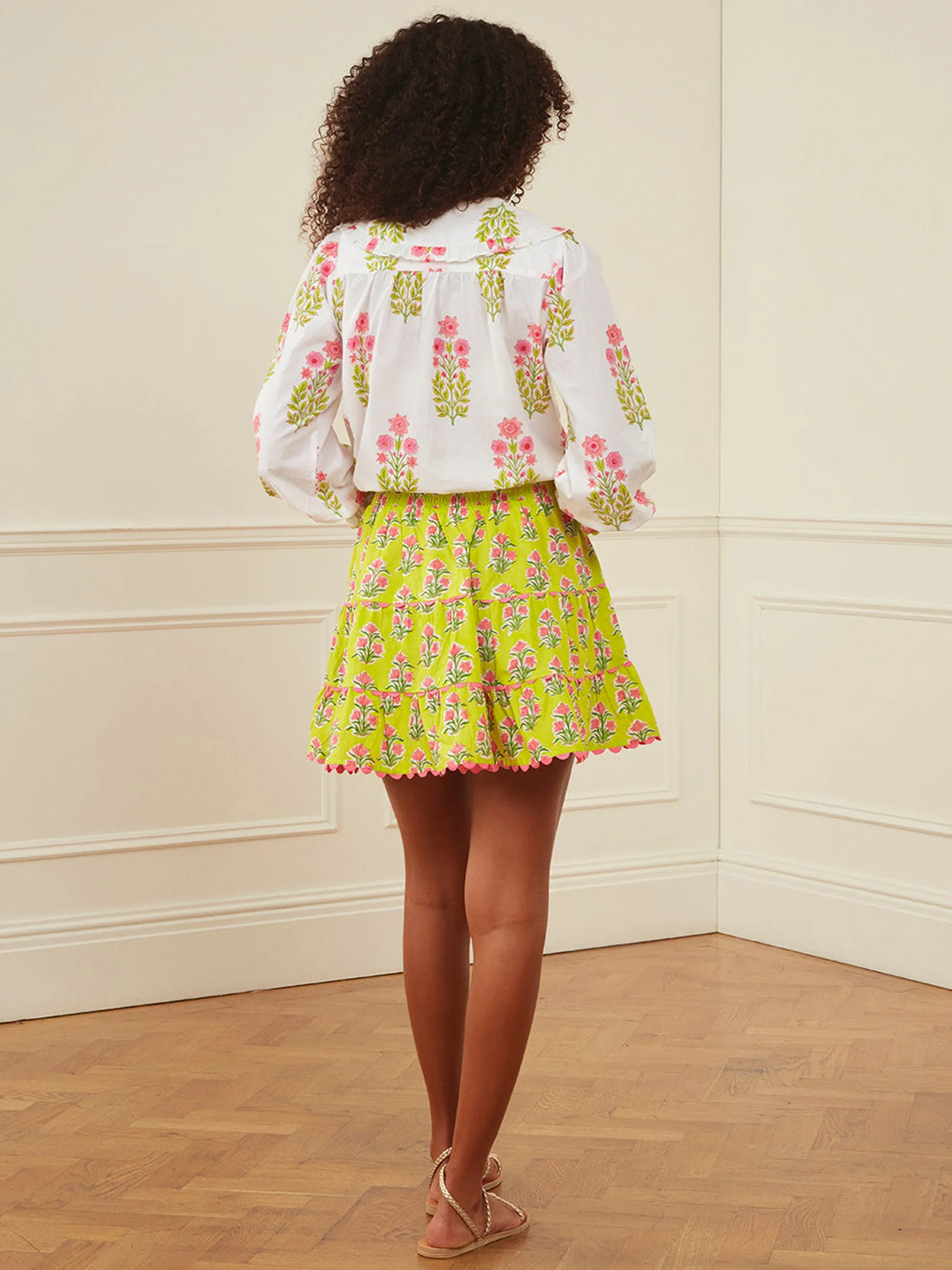 Lime hibiscus elsie skirt