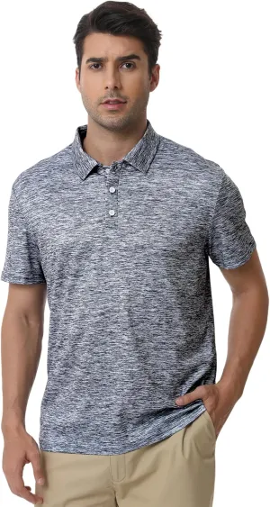 Men's Polyester Pique Polo Shirts Summer Casual Printed Short Sleeve Golf Polo Shirts