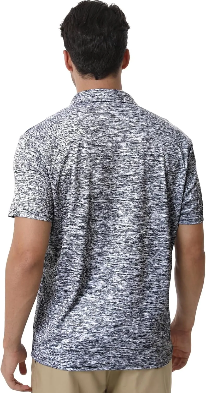 Men's Polyester Pique Polo Shirts Summer Casual Printed Short Sleeve Golf Polo Shirts