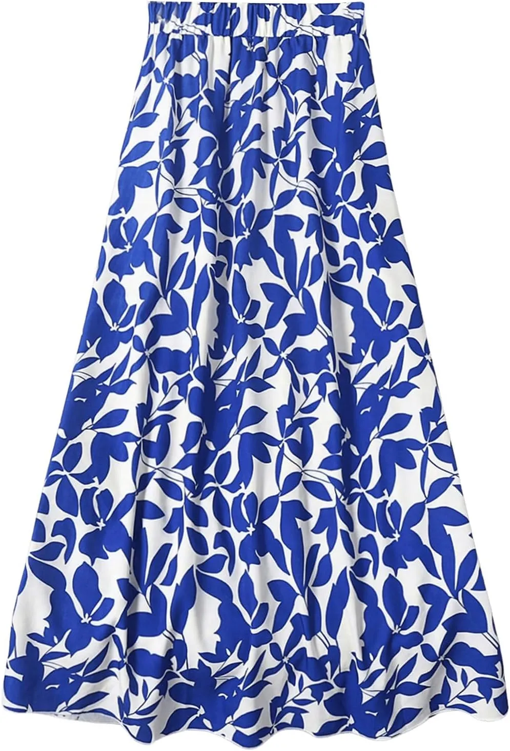 Milumia Women's Vintage Printed A Line High Waist Flare Flowy Casual Midi Skirts