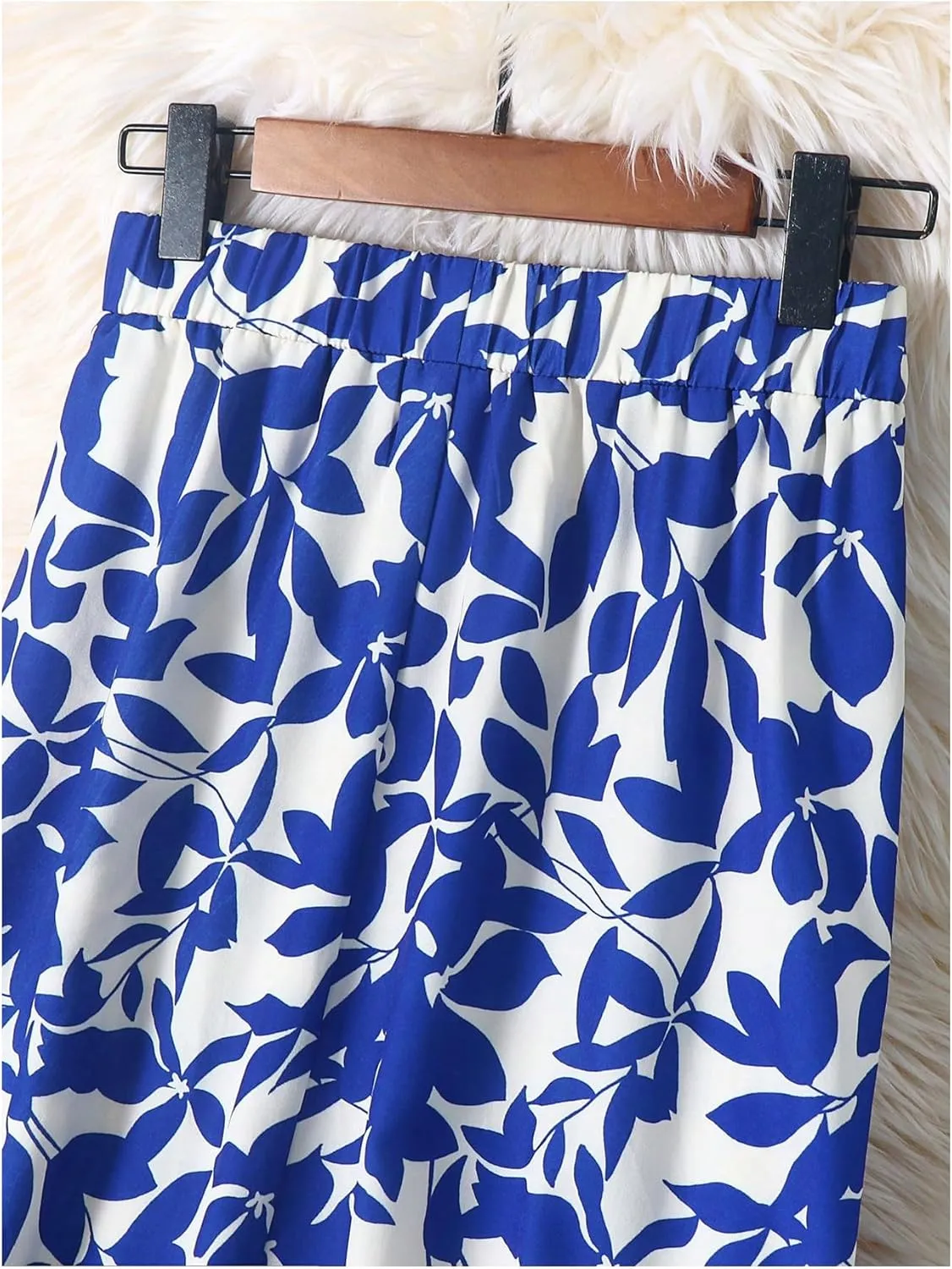 Milumia Women's Vintage Printed A Line High Waist Flare Flowy Casual Midi Skirts