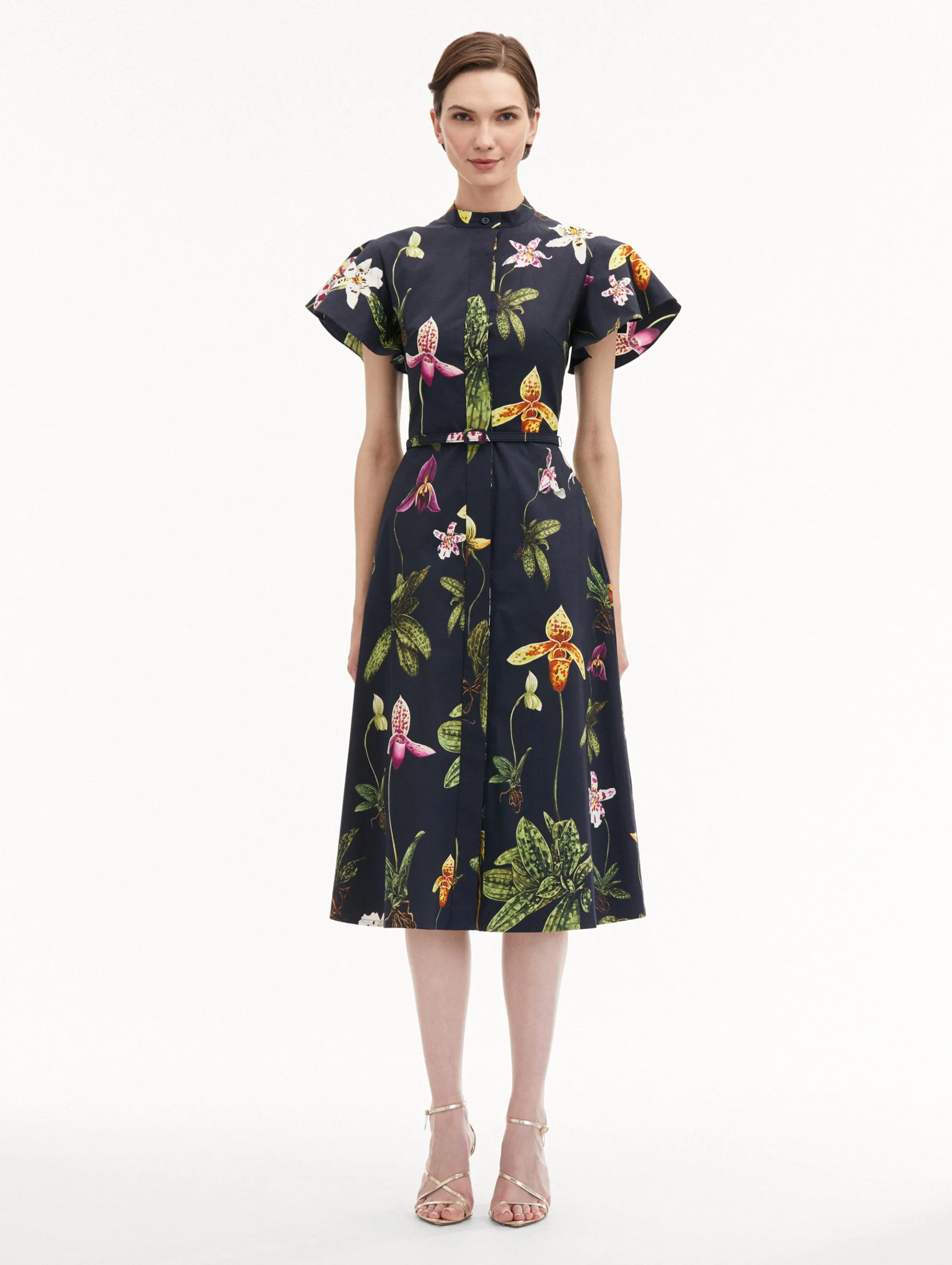 Orchid Cotton Poplin Short Sleeve Dress