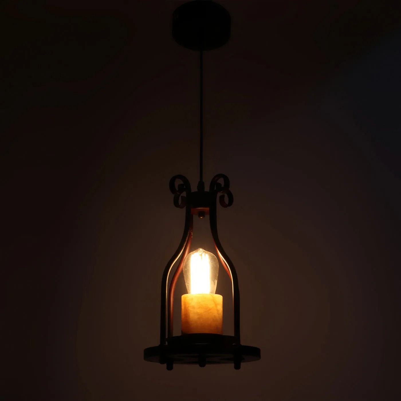 Red Metal Hanging Light - 3940-1P - Included Bulb
