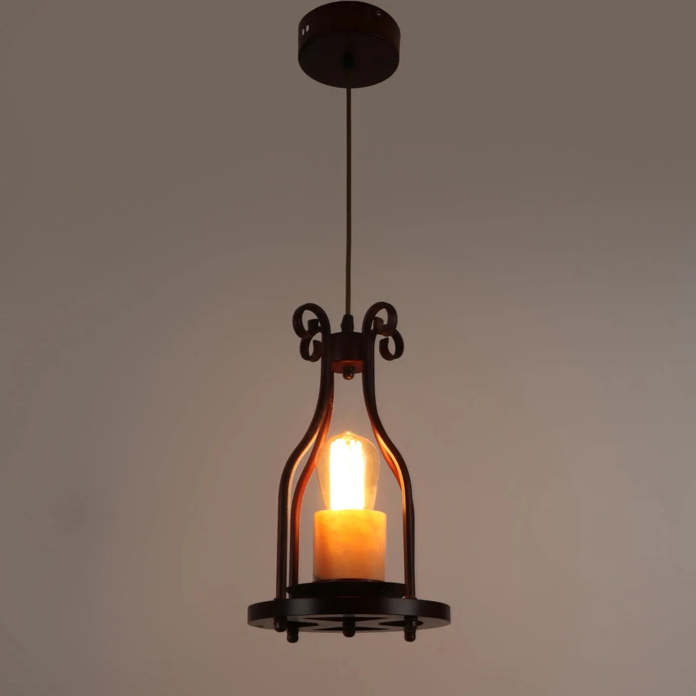 Red Metal Hanging Light - 3940-1P - Included Bulb
