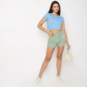 Regular Fit Printed High Rise Shorts