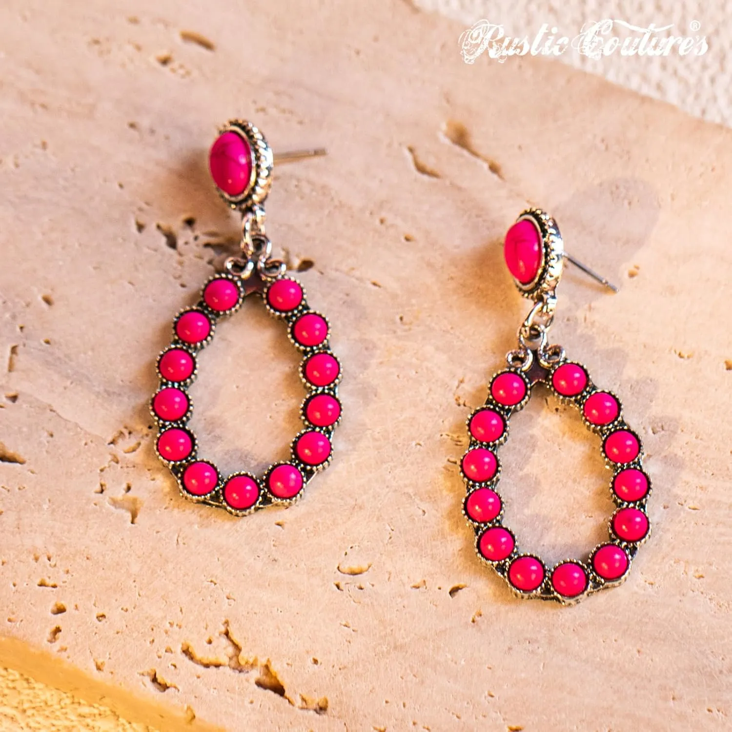 Rustic Couture's Western Turquoise Earrings for Women Statement Western Country Jewelry