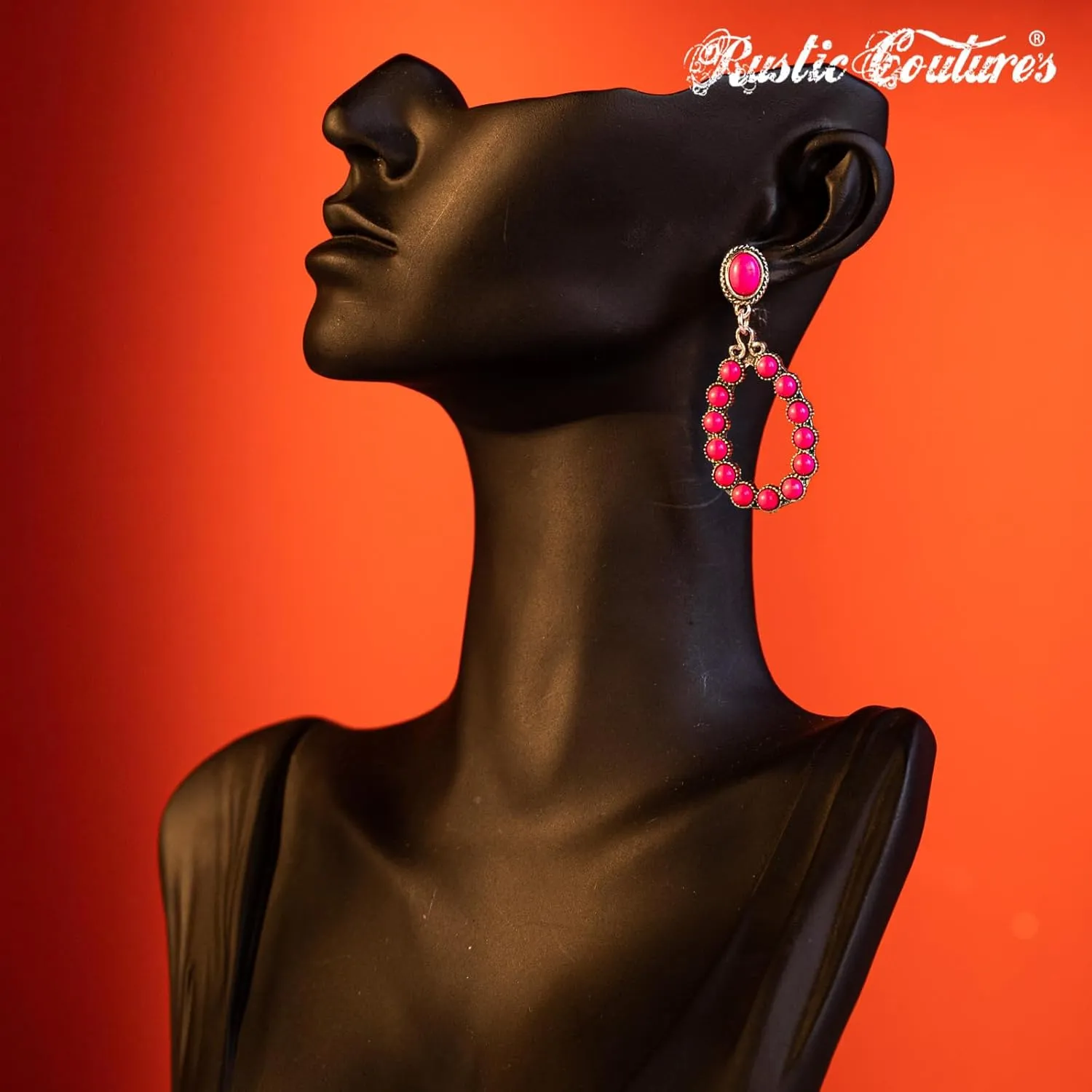 Rustic Couture's Western Turquoise Earrings for Women Statement Western Country Jewelry