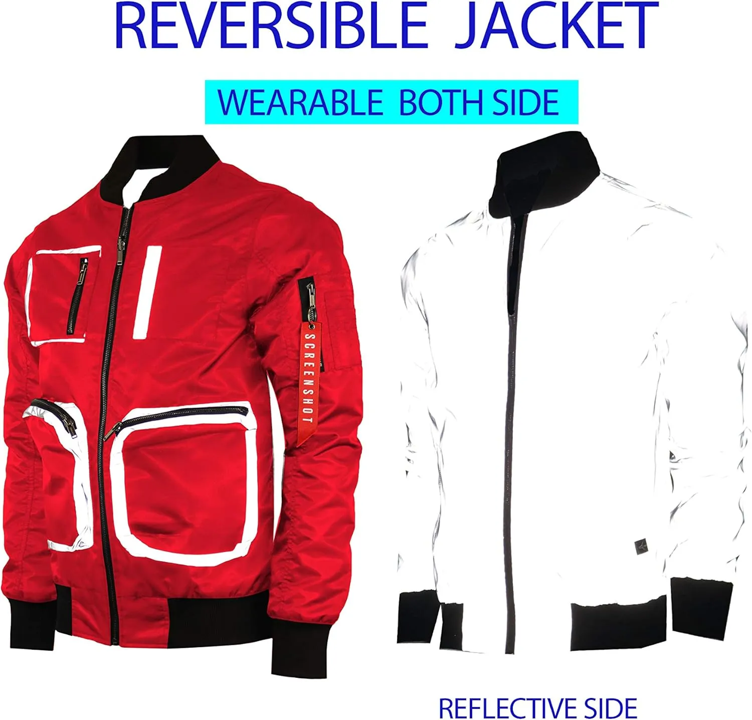 SCREENSHOT Men Streetwear Hip-Hop Urban NY Fashion Bomber Jacket - Modern Outdoor Lightweight Windbreaker Graffiti Zip Up Top