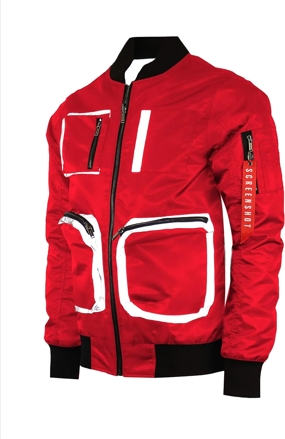 SCREENSHOT Men Streetwear Hip-Hop Urban NY Fashion Bomber Jacket - Modern Outdoor Lightweight Windbreaker Graffiti Zip Up Top