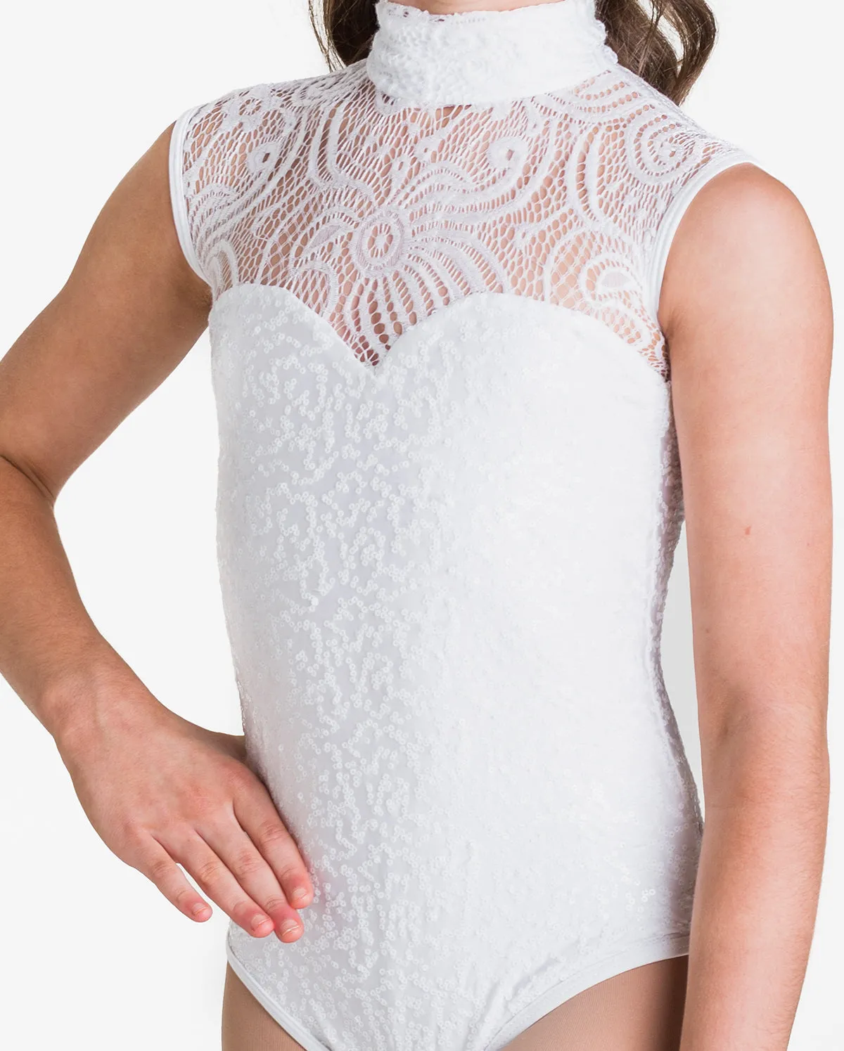 Studio 7, Deco Lace Leotard, Adults, WHITE, ADL03
